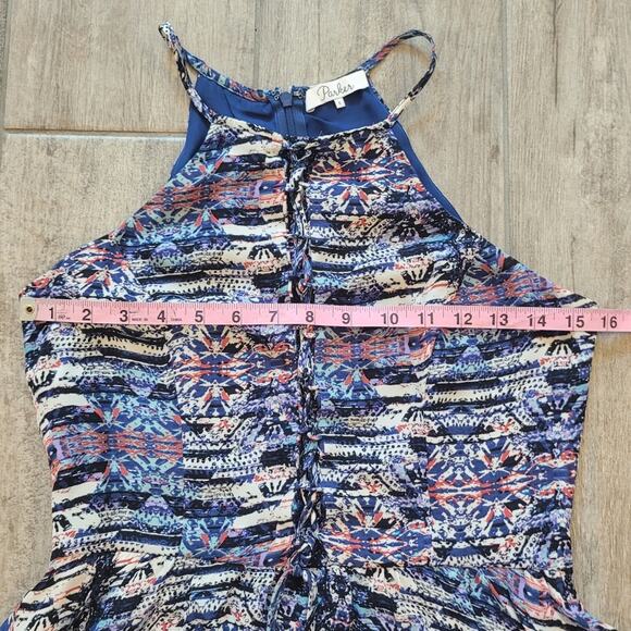 Parker Dress Womens Size S Fit & Flare Skater Mini Silk Lace Front Halter Style - Picture 6 of 14